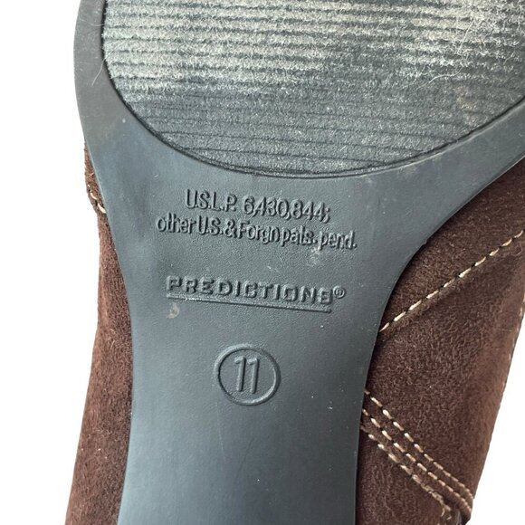 Predictions Womens 11 High Heel Brown Suede Slouchy Boots Mid Calf Boho Hippie - Picture 9 of 16